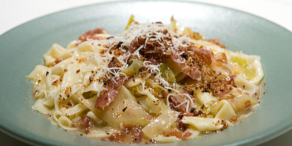 pappardelle with leeks